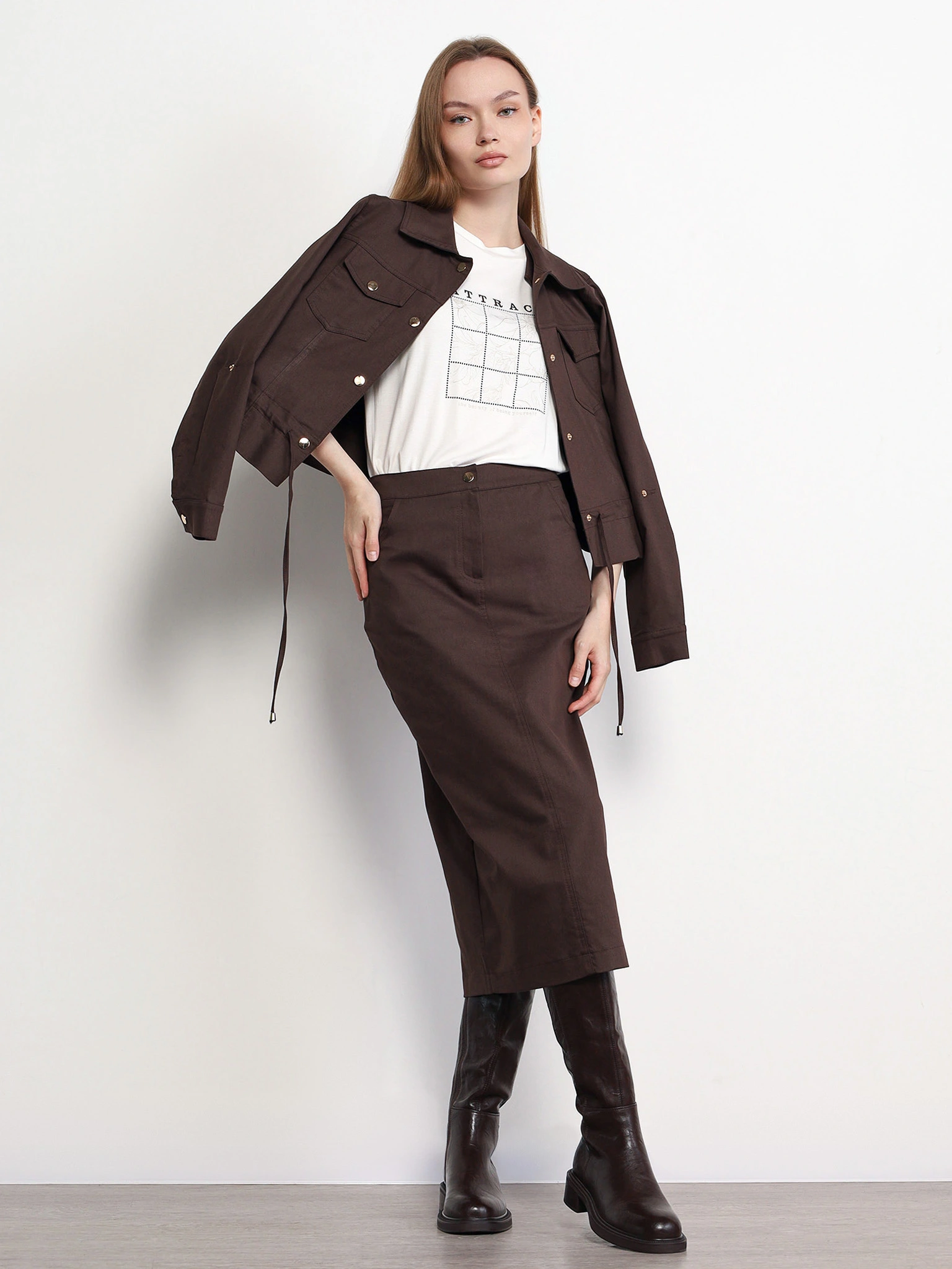 Футболка прямого кроя из смесового хлопка